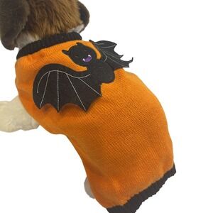 Halloween Dog Sweater‎ Bat Applique Pet Costume Apparel Clothes Orange